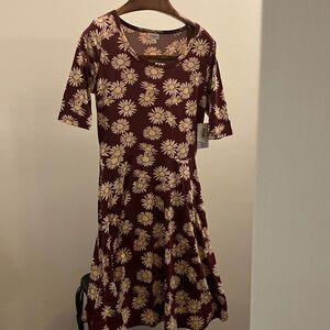 LuLaRoe Burgundy and Cream Floral Dress